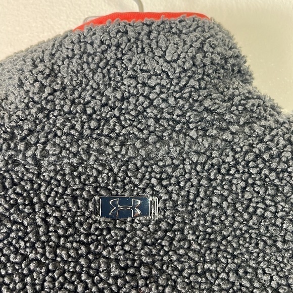 Under Armour Golf Jacket Women's Size L Gray Peach Fleece Zip Pockets Heavy Pile - Picture 11 of 14